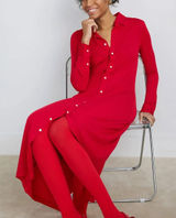 Polo Ralph Lauren Red Midi Shirt Dress MEDIUM Duster Preppy Jersey Designer $300 Photo 0