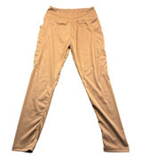 Womens Tan High Waisted Athletic Leggings‎ with Side Pockets Size Large Camel Photo 0
