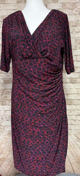 Lauren Ralph Lauren Womens Faux Wrap Dress Size XL Geometric Red‎ Black Ruched Photo 0