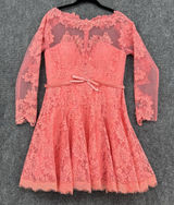 Forever Unique Lace Sequence Dress Coral Pink Size 12 Fit & Flare Formal Party Photo 0