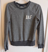 Womens Abercrombie & Fitch A&F Gray/White Stripe Crewneck Sweatshirt Size XS Photo 0