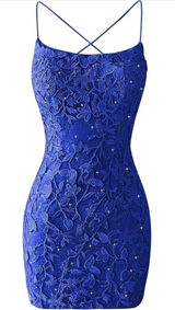 Elegant Royal Blue Embroidered Evening Dress Size 2 NEVER WORN Photo 0