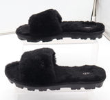 UGG Slide Sandal Womens 9 Cozette Black Faux Fur Lug Sole Excellent Photo 0