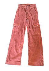 American Eagle super high rise baggy wide leg pink corduroy pants 00 Photo 0