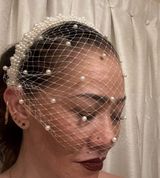 Hand made pearl headband with veil also with pearl embellishment Photo 0
