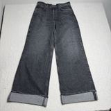 Agolde Womens Dame Jeans Size 29 Wide Leg Button Fly Ditch Black Cuffed Photo 0
