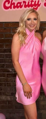 Show Me Your Mumu Pink Luxe Satin Jasmine Halter Mini Dress Photo 0