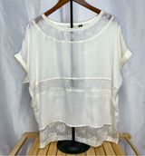 Women’s lace blouse size large cream color Photo 0