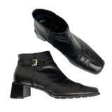 Vintage Ecco Black‎ Leather Square Toe Ankle Boots Booties Size 7 Photo 0