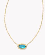 Kendra Scott Elisa Gold Ridge Frame Short Pendant Necklace in Indigo Watercolor illusion Photo 0
