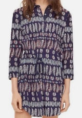 Tory Burch Drawstring Shirt Dress L Willow Fern Pima Cotton Resortwear Vacation Photo 0