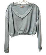 Altar’d State Women’s Size Medium Light Blue‎ Pullover Top Cropped V Neck shirt Photo 0
