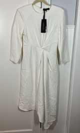 BCBGMaxAzria Ivory Cloud White‎ Long Sleeve Asymmetrical Maxi Dress Size 6 NWT Photo 0