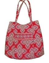 Vera Bradley Tote Bag Womens‎ Red Pink Provencal Quilted Cotton Excellent Large Photo 0