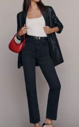 Reformation Black Cynthia High Rise Straight Jeans 23 NWT Photo 0