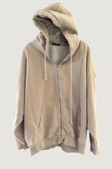 Brandy Melville Y2k Oversized Zip Up Hoodie Tan Beige Fleece Lined One Size Photo 0