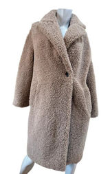 Cozy Chic Plush Teddy Fleece Mid Length Clean Girl Oversized One Button Coat Sm Photo 0