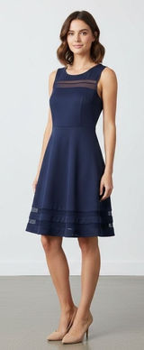 Lulus Navy Blue Sleeveless Sheath Dress with Mesh Accents Size M NWat Photo 0