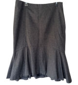 Lauren Ralph Lauren Gray Herringbone Wool‎ Blend Flounce Hem Trumpet Skirt 12 Photo 0