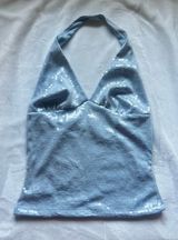Baby Blue Sequence Halter Top Photo 0