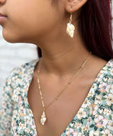 Gold Shell Necklace & Shell Earrings Coastal Jewelry Combo Photo 0
