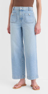 Loft Palmer Denim Wide Leg Crop Pants in Refined Blue Wash Photo 0