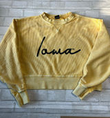 University of Iowa Yellow Corded Cropped Game Day Sweatshirt size Medium Photo 0