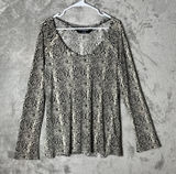 Norma Kamali Snakeskin Print Long Sleeve‎ Top Y2K Animal Print Size XL Stretchy Photo 0