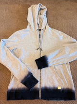 Butter Supersoft Gray Zip Up Hoodie Navy Ombre Trim Size M Soft Lounge Photo 0