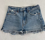 Abercrombie & Fitch High Rise Mom Shorts Light Wash Distressed Denim Size 26 2 Photo 0