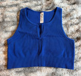 90 Degrees by Reflex Seamless Raya Crop Tank - Blue M Photo 0