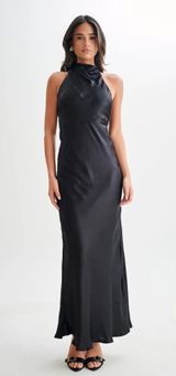 Meshki Esther Satin Cowl Neck Maxi Dress Black Photo 0
