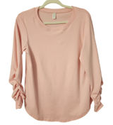 Anyproud Women Soft Long Sleeve Top Pink Ruched Cuff‎ Crew Neck Lagenlook, Small Photo 0