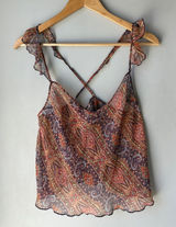 NWOT Victoria's Secret mPaisley Chiffon Ruffle Strap Cami Photo 0