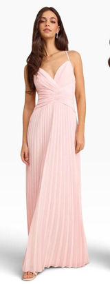 Lulus Corella Light Pink Pleated Backless Maxi Dress size Large NWT Photo 0