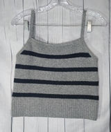 Abercrombie & Fitch Gray and Black Striped Cropped Casual 90’s Women's Top Photo 0
