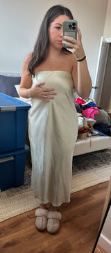 Green Satin Midi ZARA Dress Photo 0