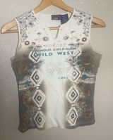 Vintage Route 66 White Tank Top with Brown Ombre‎ 2000s size small stretch Photo 0