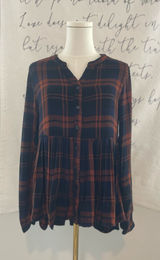Altar'd State Navy & Copper Babydoll Top Photo 0