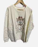 Zoe + Liv Sweatshirt Womens XL Cream Country‎ Music Western Teddy Bear Cowgirll Photo 0