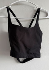Alphalete Womens Black Square Neck Cross Back Sports Bra Size Small Activewear Photo 0