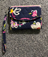 Vera Bradley blue with pink flowers trifold wallet Photo 0