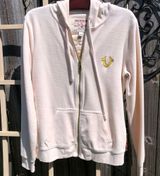 True Religion velour Cream Full zip up hoodie Sweatshirt M Photo 0