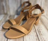 J. Jill‎ Ariane Taupe Leather Open Toe Block Heel Sandals Size 8 Photo 0