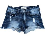 KanCan Women’s 5 26 Dark Wash Destroyed Estilo High Waist Cut Off Jean Shorts Photo 0