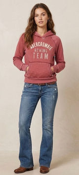 Vintage Y2K Abercrombie & Fitch "Rowing Team" Hoodie Sweatshirt Washed Red XL Photo 0