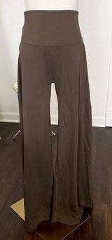 NWT Pobodo High Waisted Yoga Casual Wide Leg Pants Size L Brown Photo 0