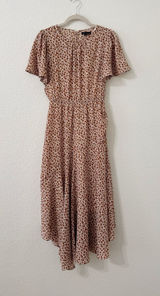 Wishlist Apparel Cream Rust Floral Flutter Sleeve Midi Dress M Photo 0