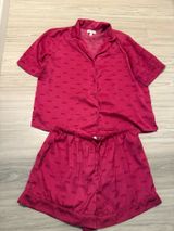 Women Small DKNY hot pink monogram-print short-sleeve pajama set Photo 0