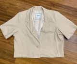 Abercrombie & Fitch Women's Cropped Blazer Short Sleeve Beige Linen‎ Size Large Photo 0